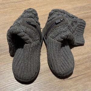 UGG Charcoal Knit Kids Slippers